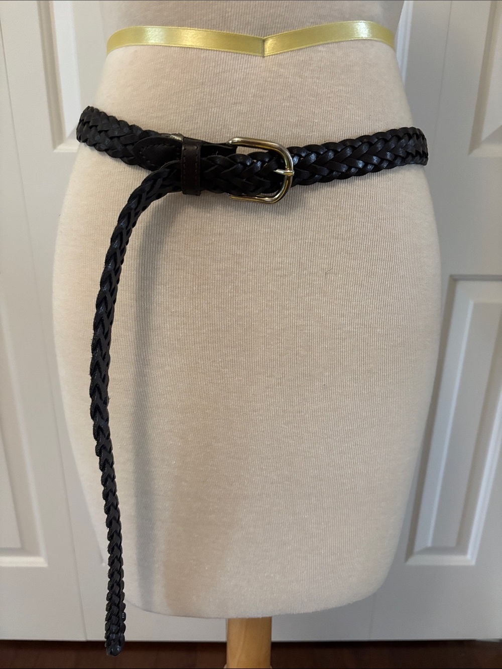 Woven Leather Waist Belt - Brown